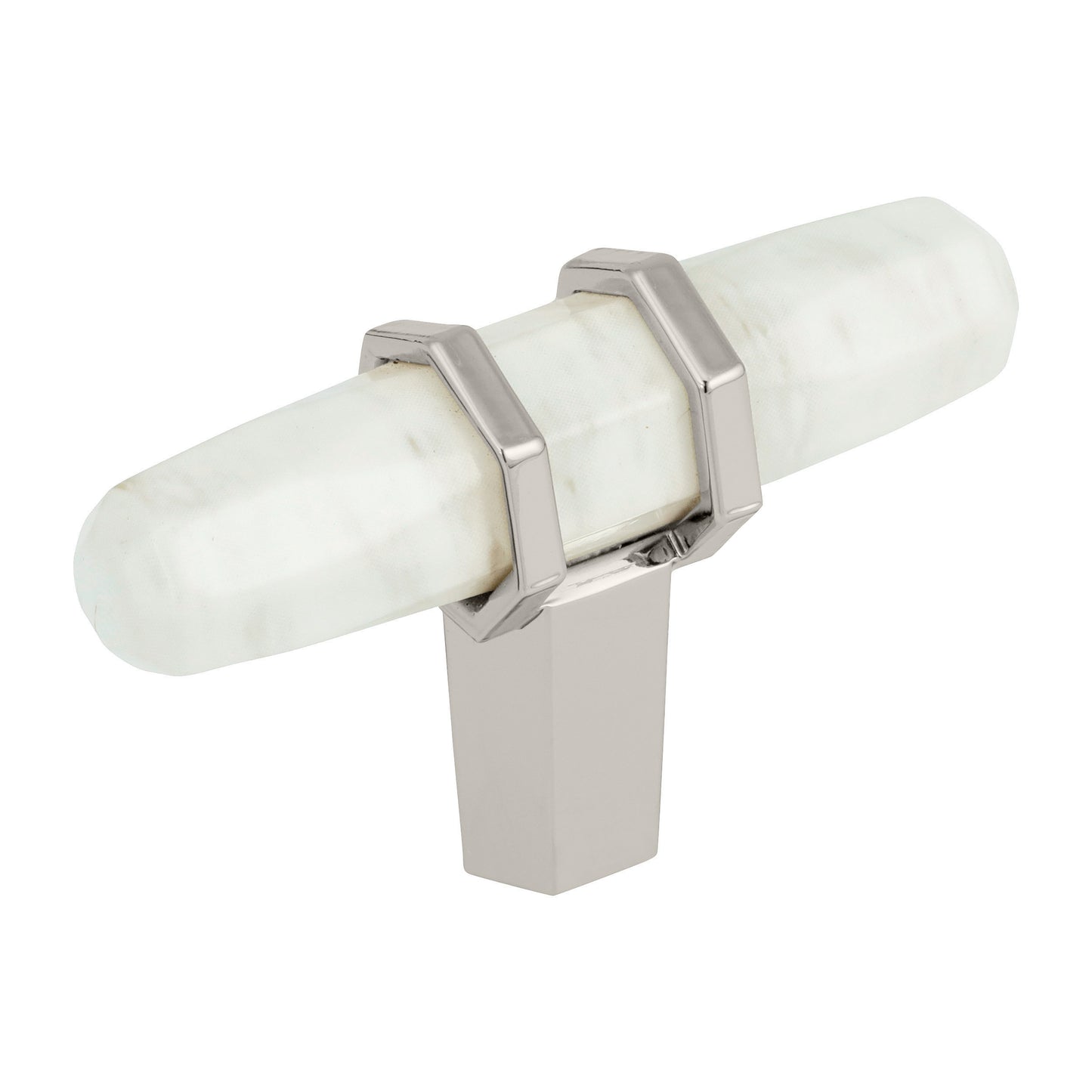 Amerock Carrione Knob - 2-1/2 inch (64mm) Length - Marble White/Polished Nickel