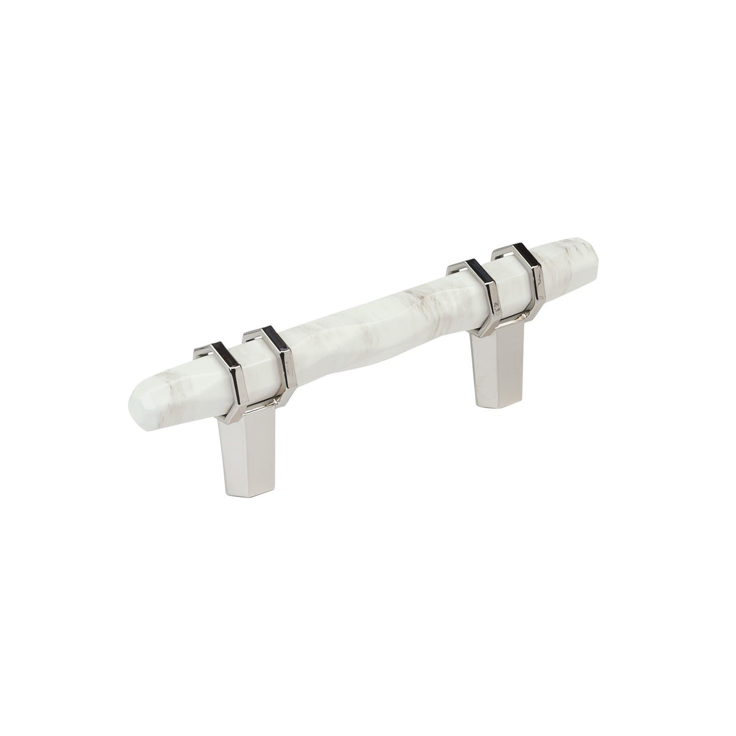 Amerock Carrione Pull - 3 inch (76mm) CTC - Marble White/Polished Nickel