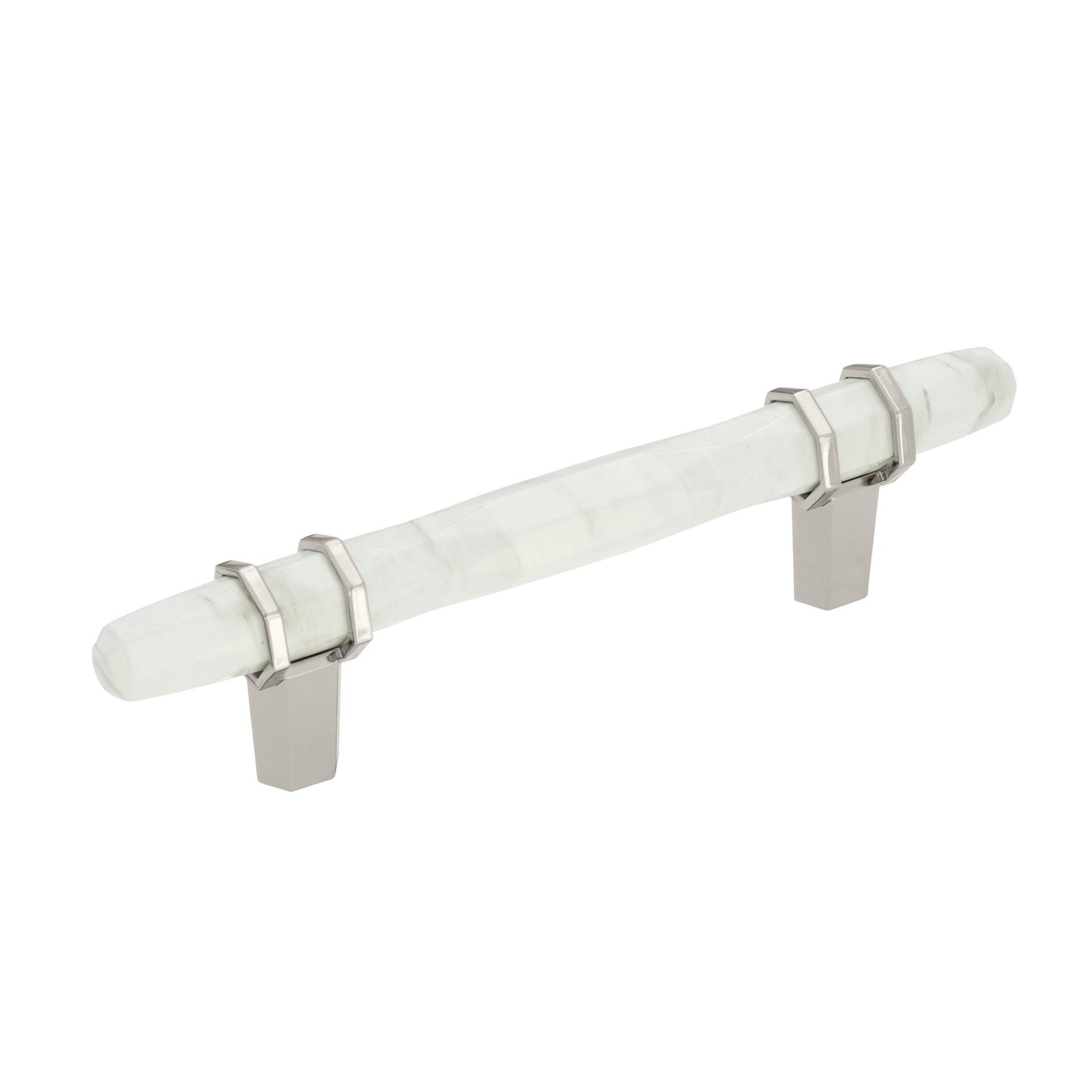 Amerock Carrione Pull - 3-3/4 inch (96mm) CTC - Marble White/Polished Nickel