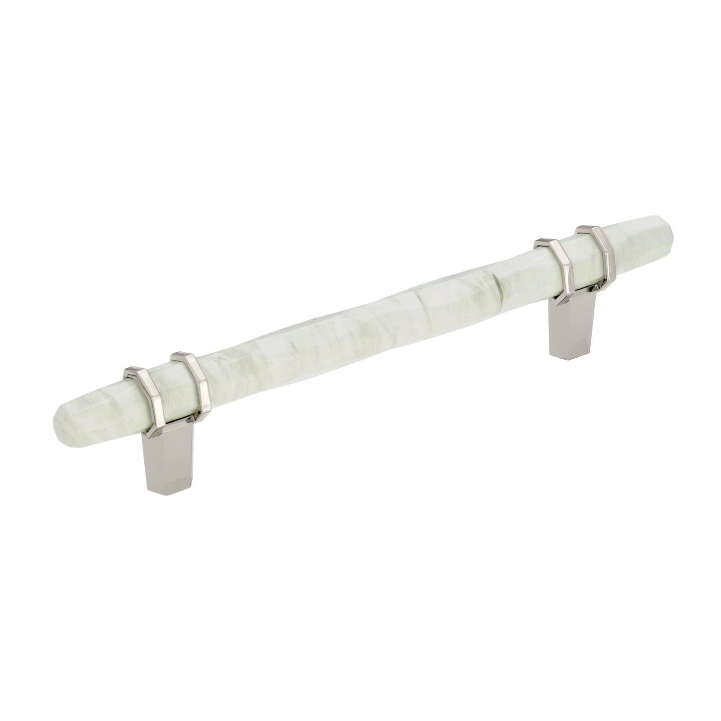 Amerock Carrione Pull - 5-1/16 inch (128mm) CTC - Marble White/Polished Nickel