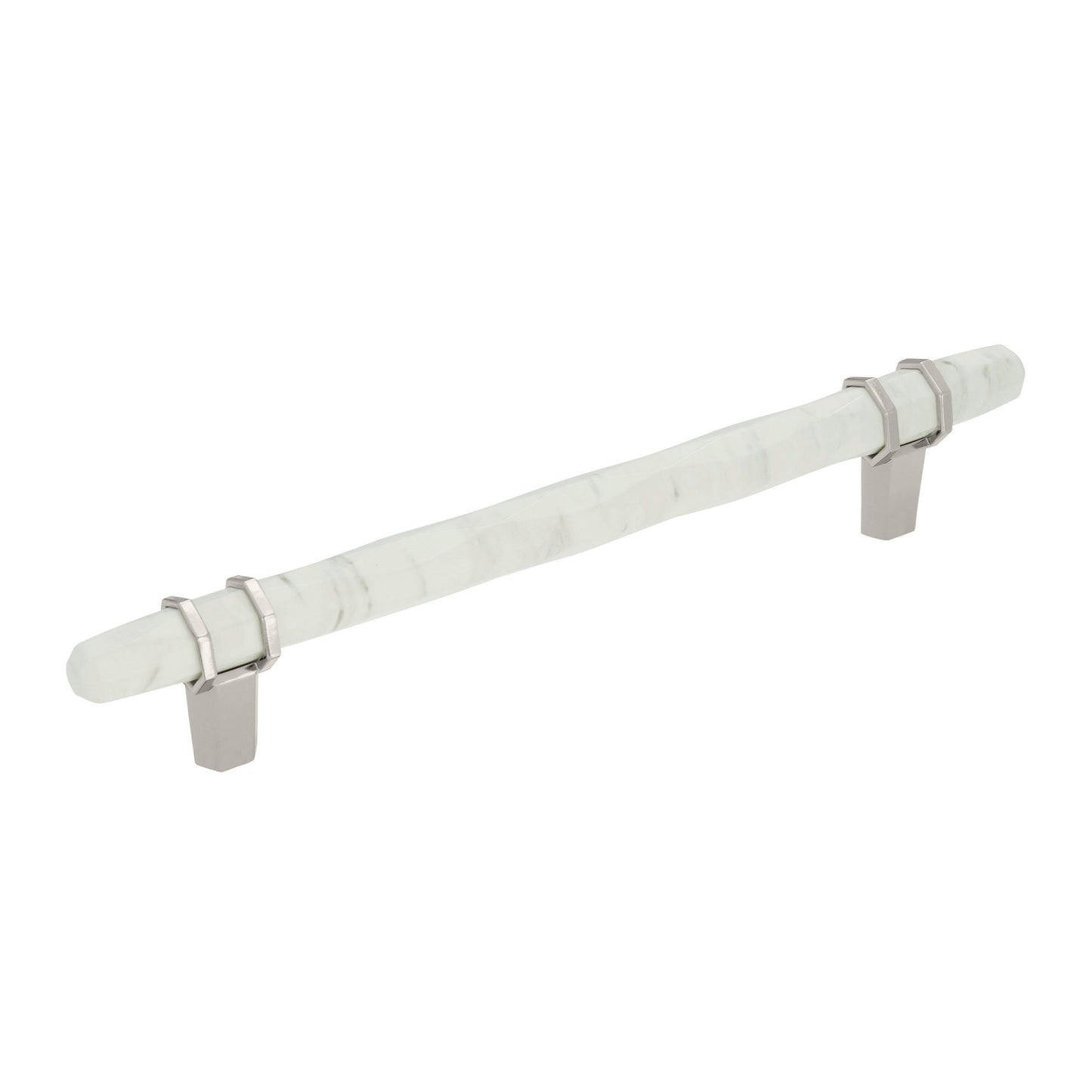 Amerock Carrione Pull - 6-5/16 inch (160mm) CTC - Marble White/Polished Nickel