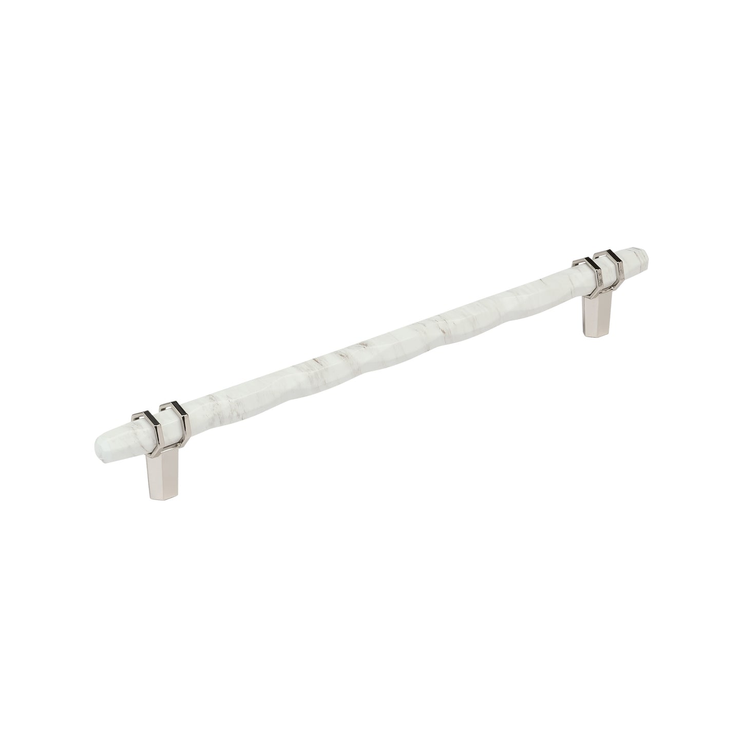 Amerock Carrione Pull - 10-1/16 inch (256mm) CTC - Marble White/Polished Nickel