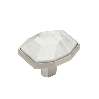 Amerock Carrione Cabinet Knob - Marble White/Satin Nickel