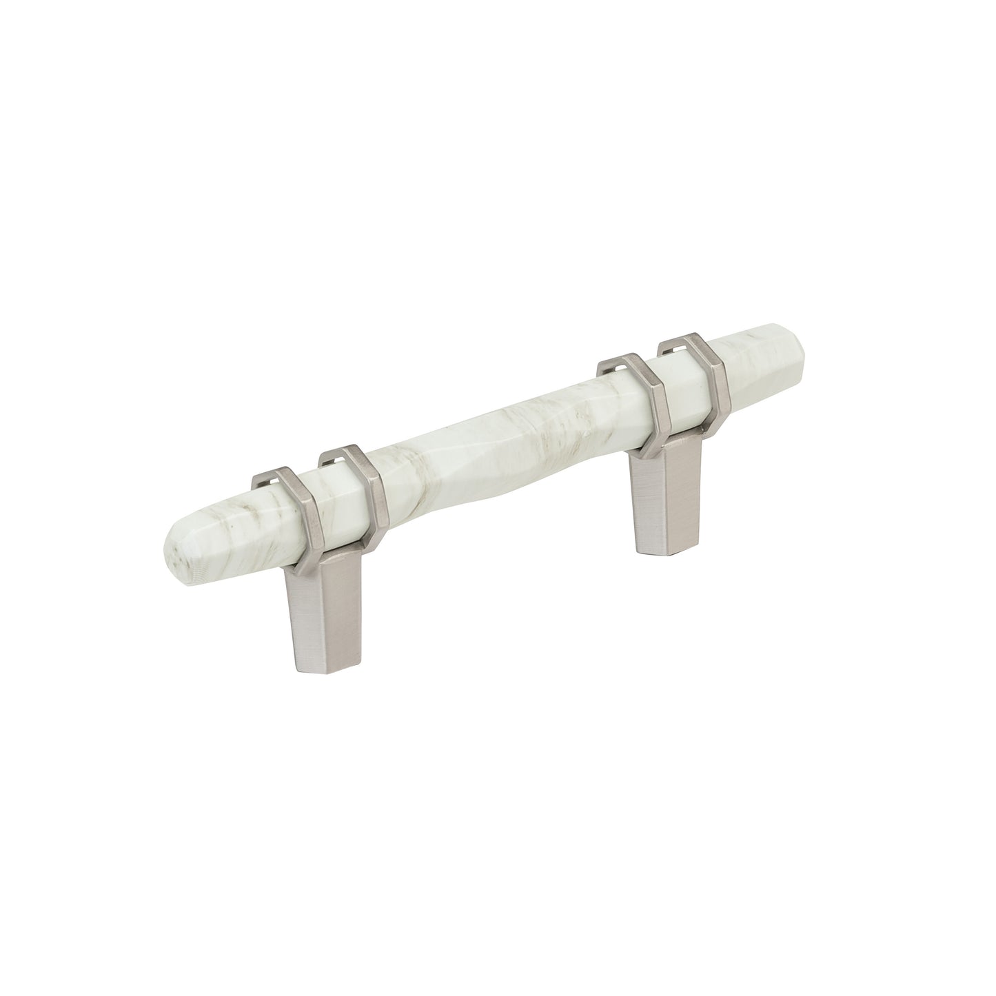 Amerock Carrione Pull - 3 inch (76mm) CTC - Marble White/Satin Nickel