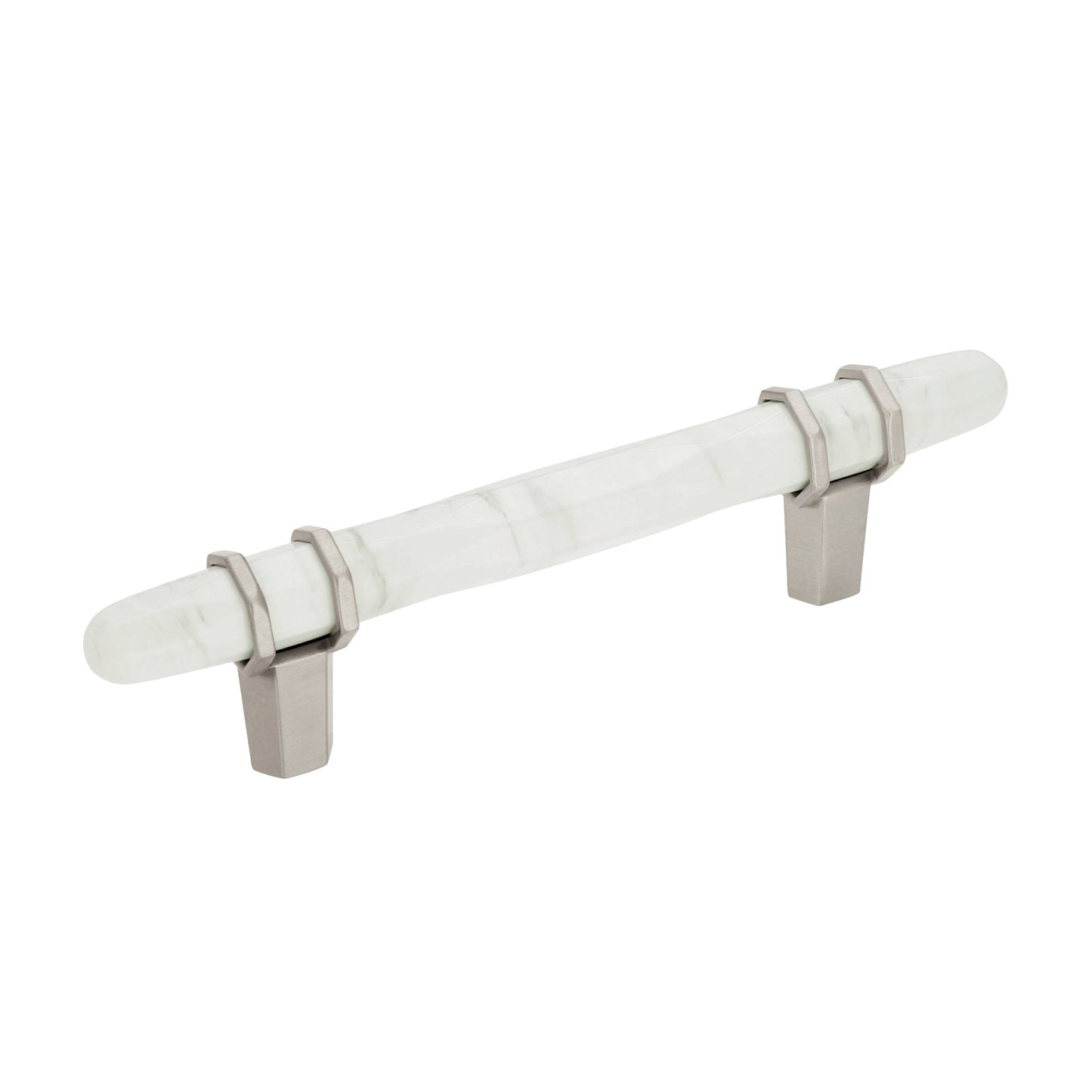 Amerock Carrione Pull - 3-3/4 inch (96mm) CTC - Marble White/Satin Nickel