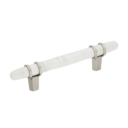 Amerock Carrione Cabinet Pull - Marble White/Satin Nickel