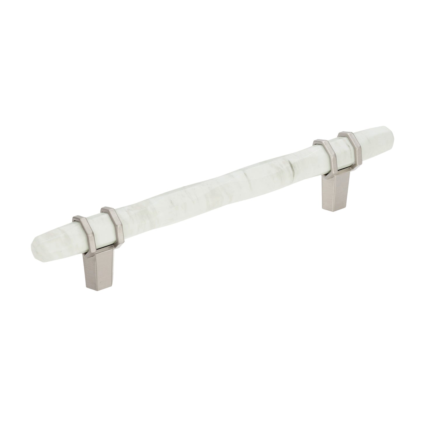 Amerock Carrione Pull - 5-1/16 inch (128mm) CTC - Marble White/Satin Nickel