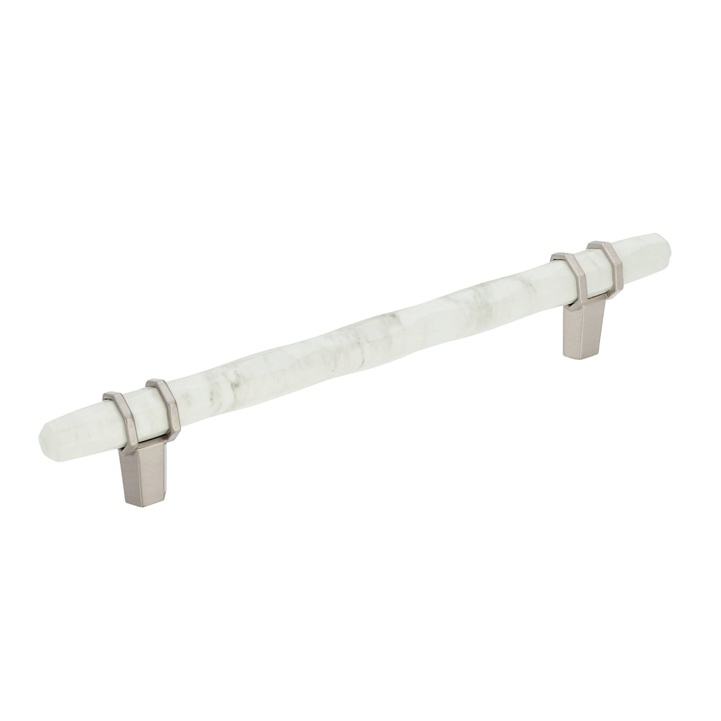 Amerock Carrione Pull - 6-5/16 inch (160mm) CTC - Marble White/Satin Nickel
