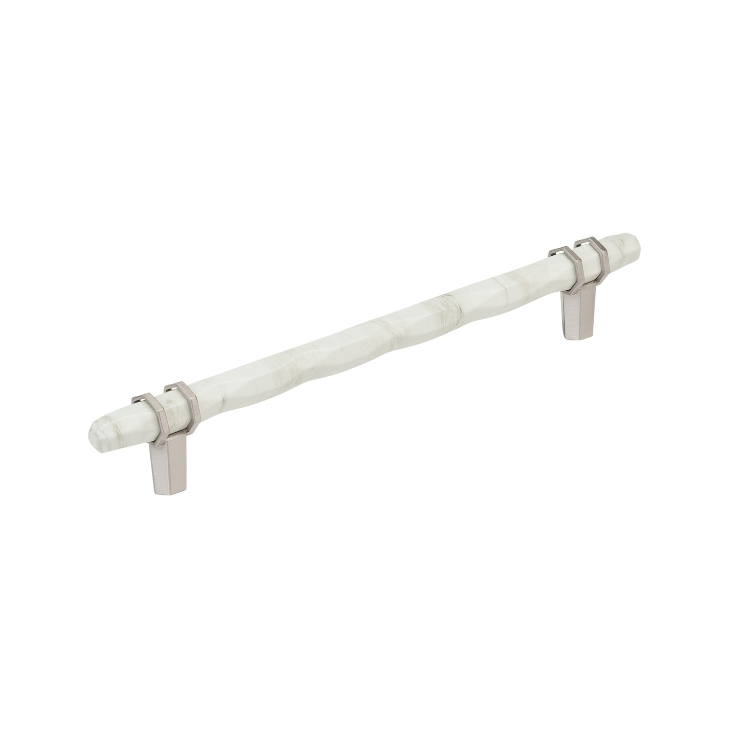 Amerock Carrione Pull - 8 inch (203mm) CTC - Marble White/Satin Nickel