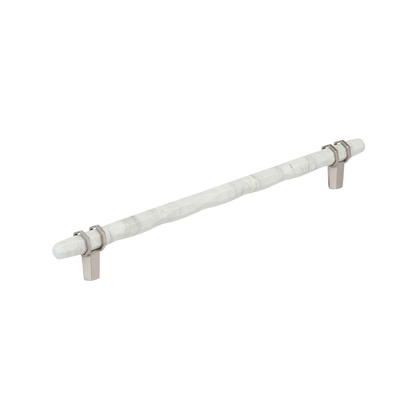 Amerock Carrione Pull - 10-1/16 inch (256mm) CTC - Marble White/Satin Nickel