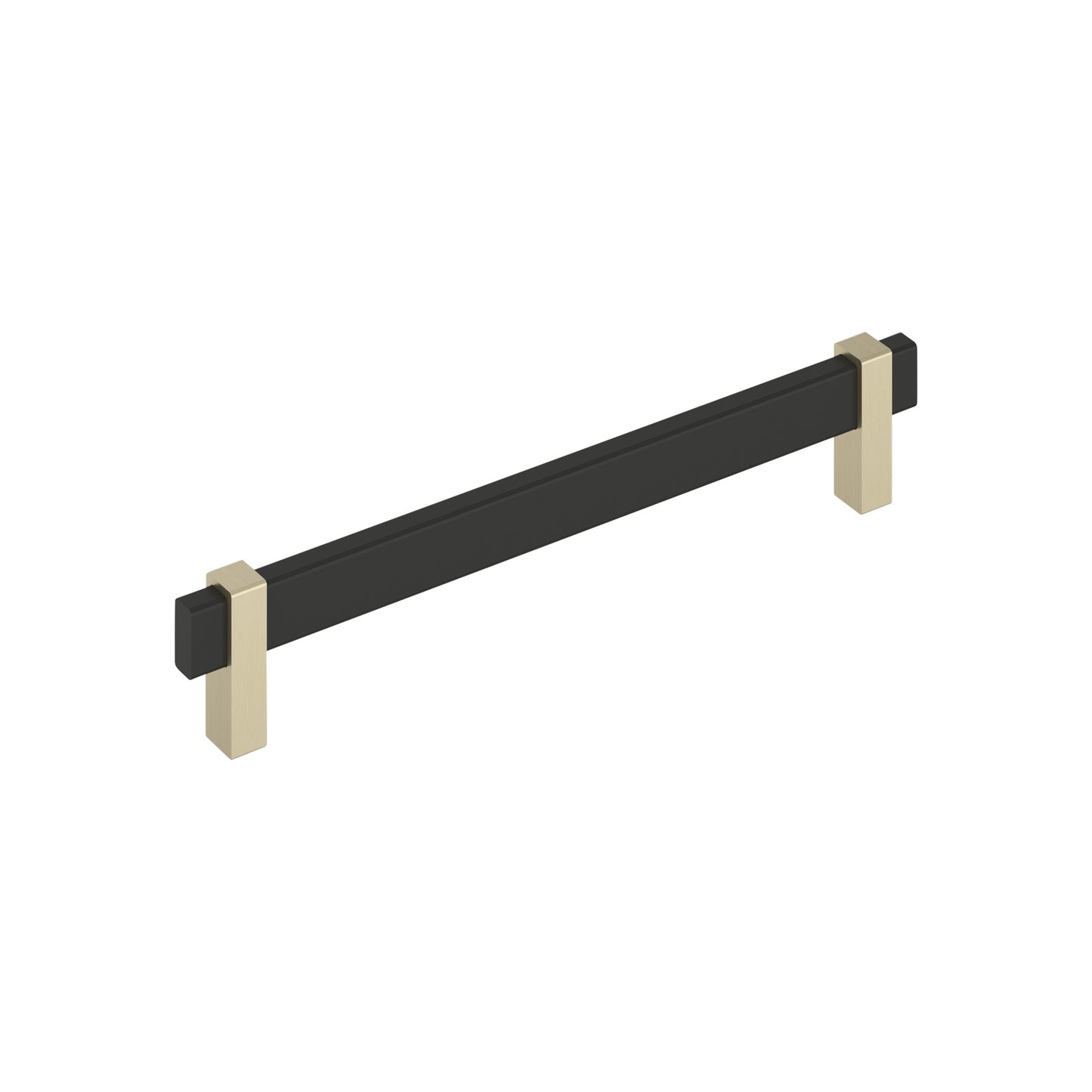 Amerock Mulino Pull - 7-9/16 inch (192mm) CTC - Matte Black/Golden Champagne