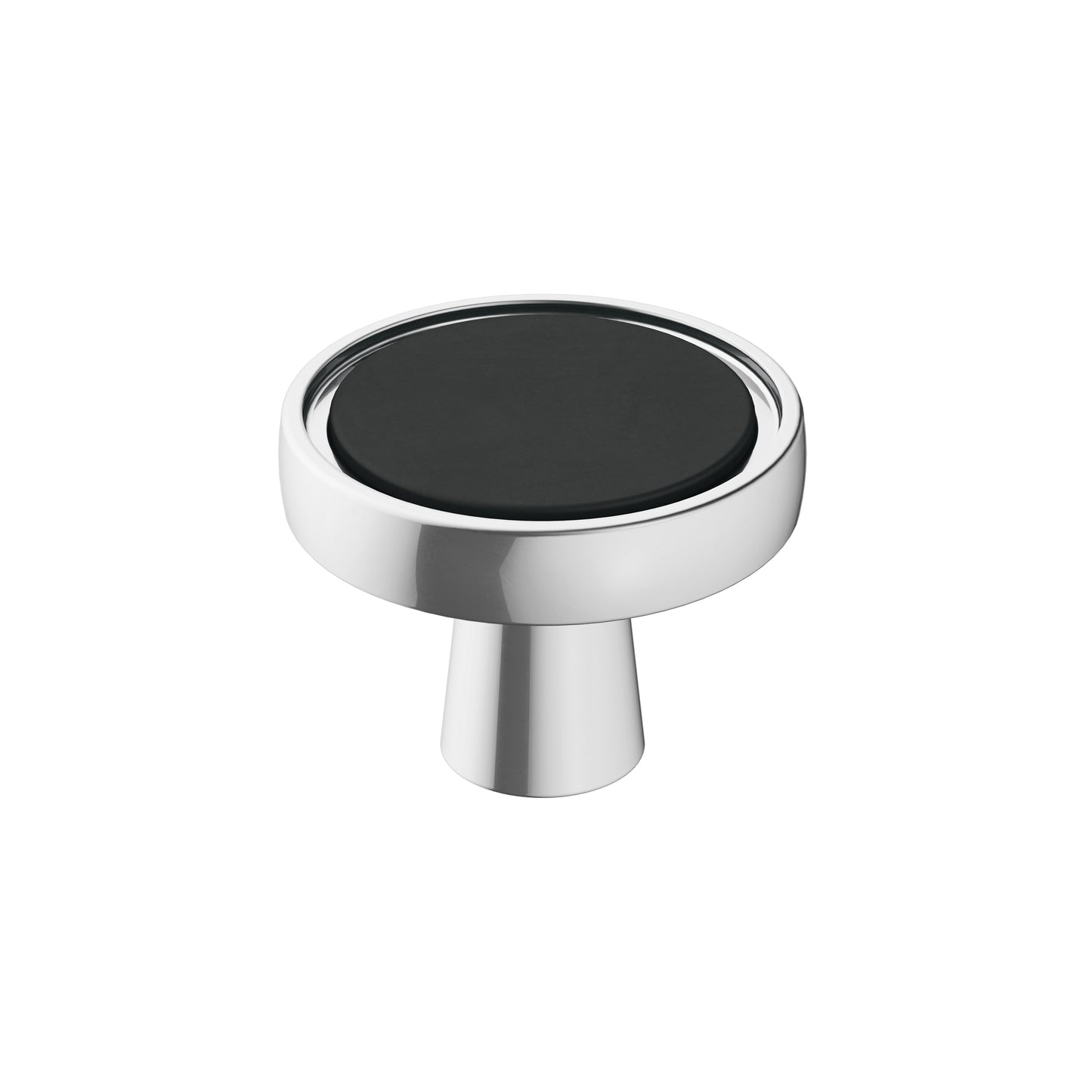 Amerock Mergence Knob - 1-3/8 inch (35mm) Diameter - Matte Black/Polished Chrome