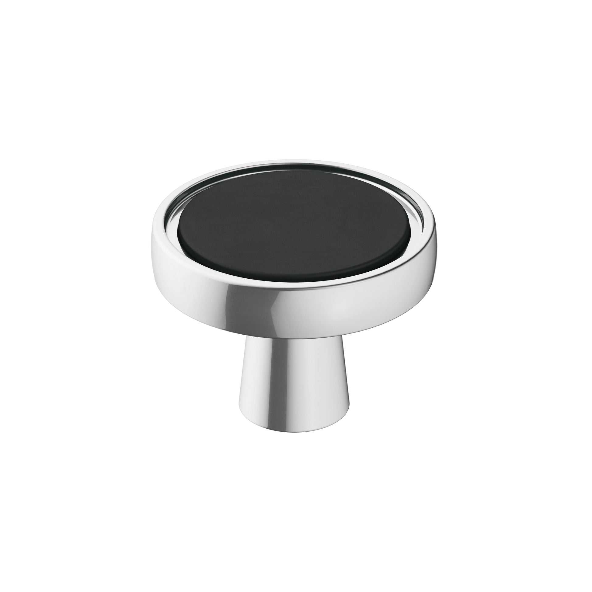 Amerock Mergence Knob - 1-3/8 inch (35mm) Diameter - Matte Black/Polished Chrome