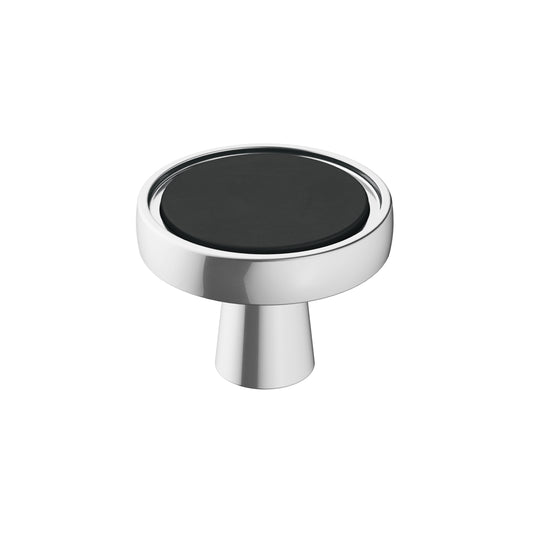 Amerock Mergence Knob - 1-3/8 inch (35mm) Diameter - Matte Black/Polished Chrome