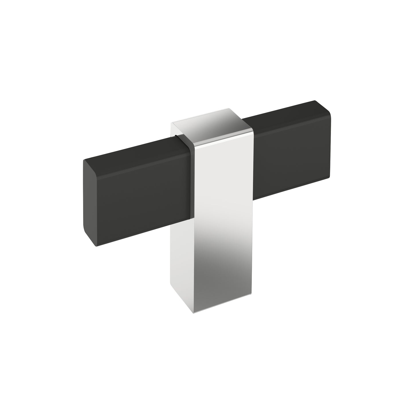 Amerock Mulino Knob - 2-3/8 inch (60mm) Length - Matte Black/Polished Chrome