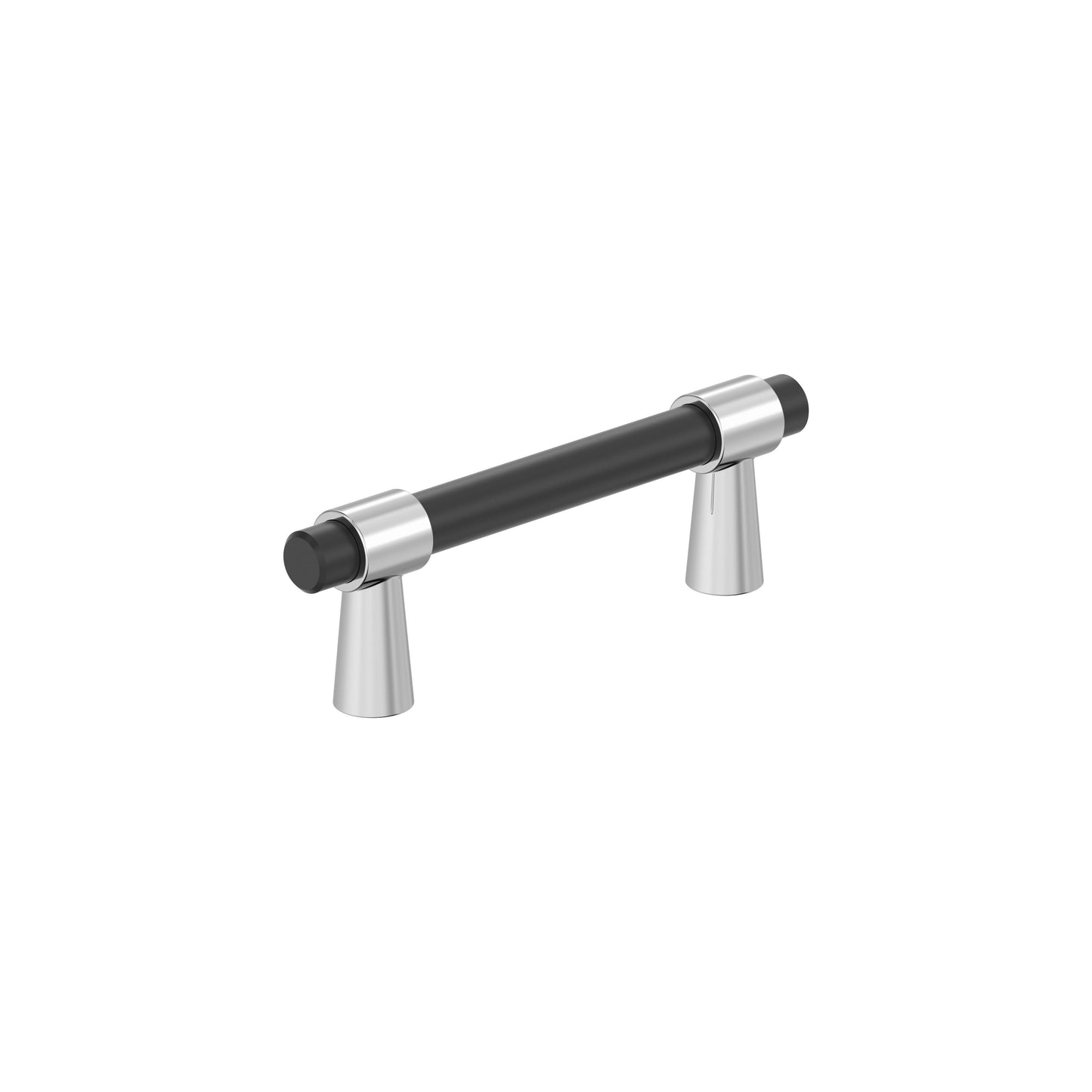 Amerock Mergence Pull - 3 inch (76mm) CTC - Matte Black/Polished Chrome