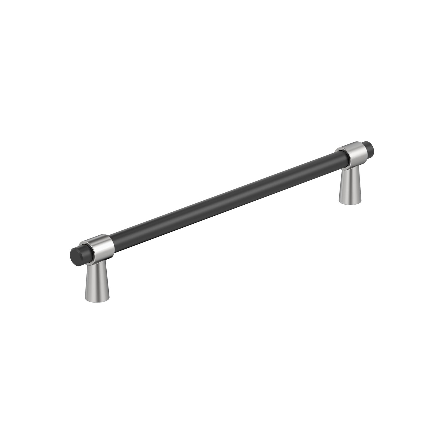 Amerock Mergence Pull - 7-9/16 inch (192mm) CTC - Matte Black/Polished Chrome