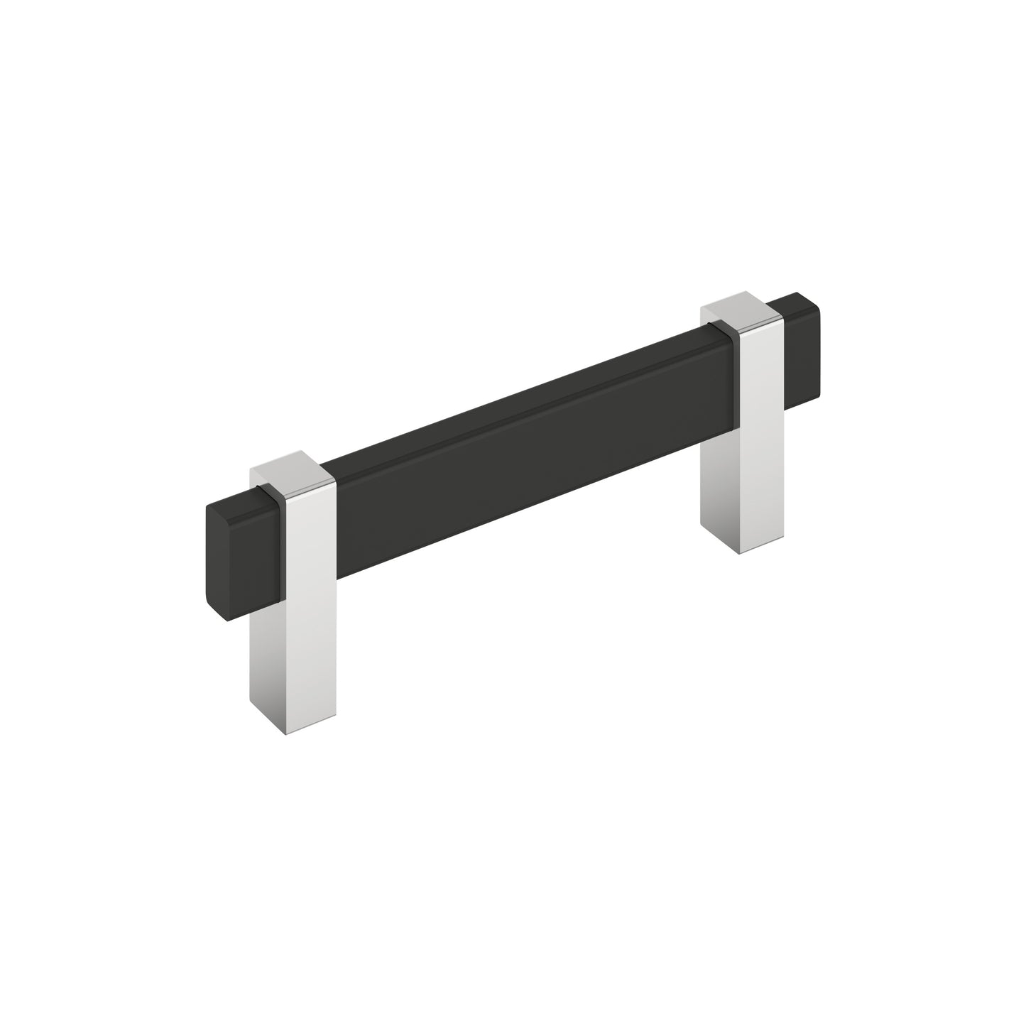 Amerock Mulino Pull - 3-3/4 inch (96mm) CTC - Matte Black/Polished Chrome