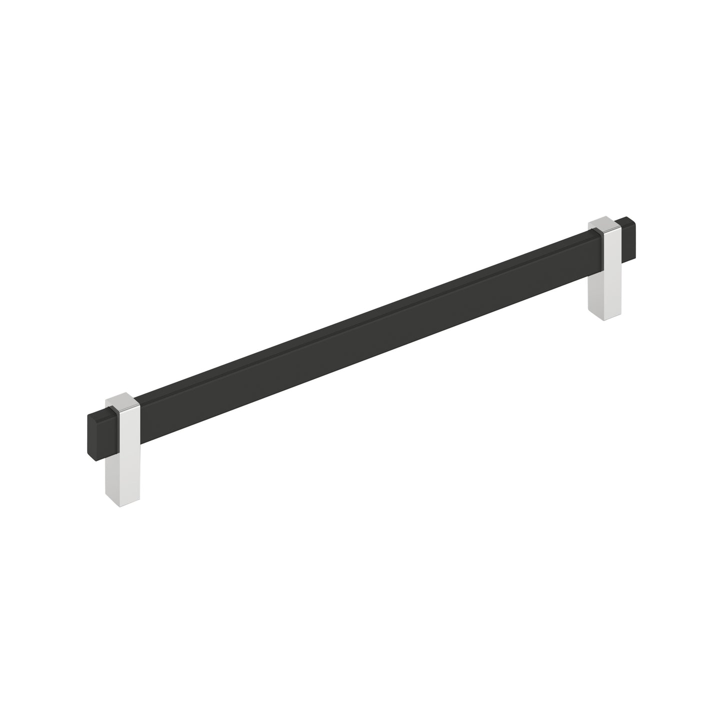 Amerock Mulino Pull - 10-1/16 inch (256mm) CTC - Matte Black/Polished Chrome