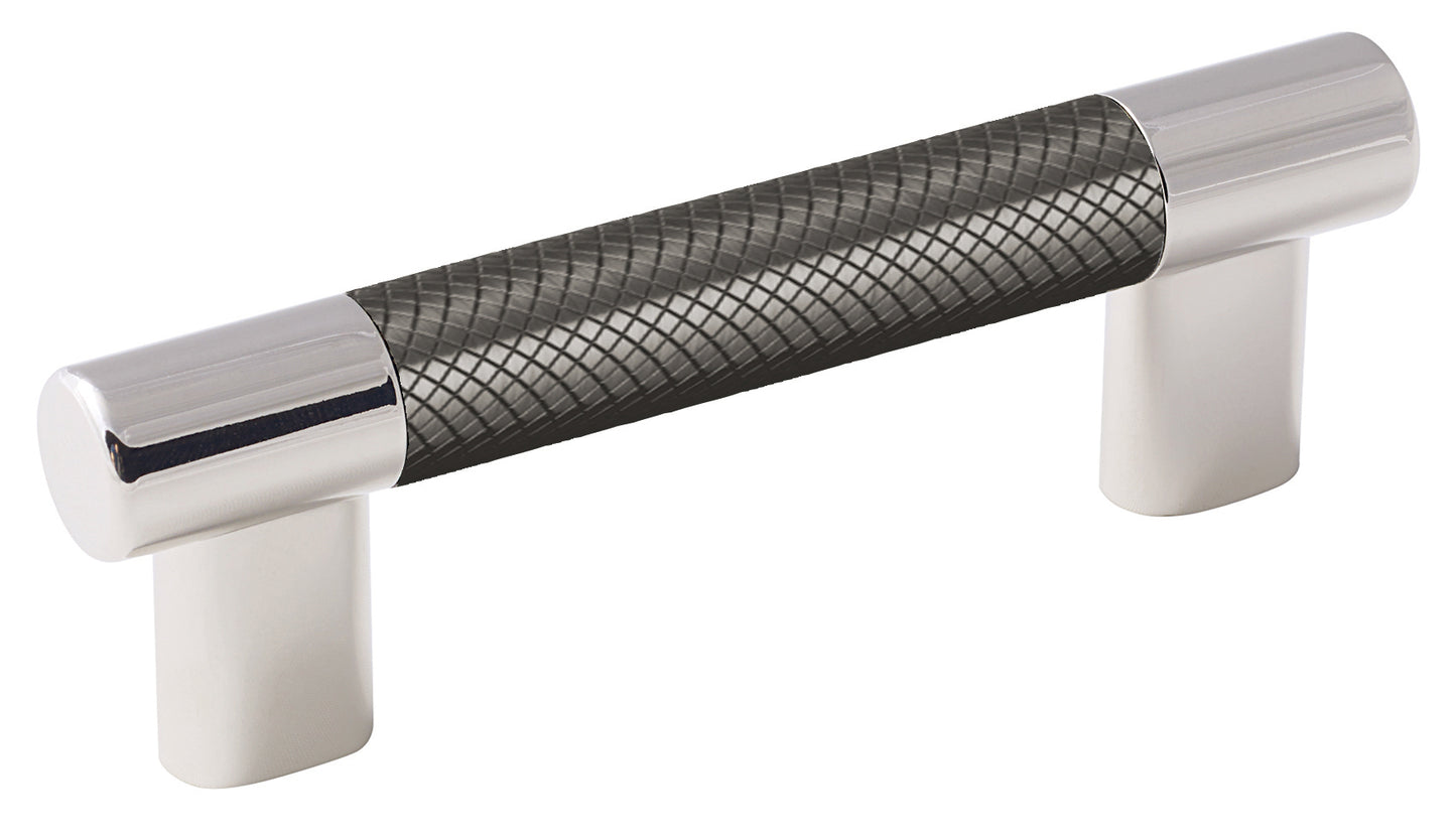 Amerock Esquire Pull - 3 inch or 3-3/4 inch (76mm or 96mm) CTC - Polished Nickel/Gunmetal