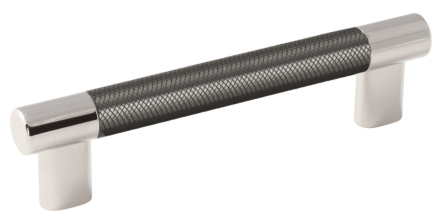 Amerock Esquire Pull - 5-1/16 inch (128mm) CTC - Polished Nickel/Gunmetal
