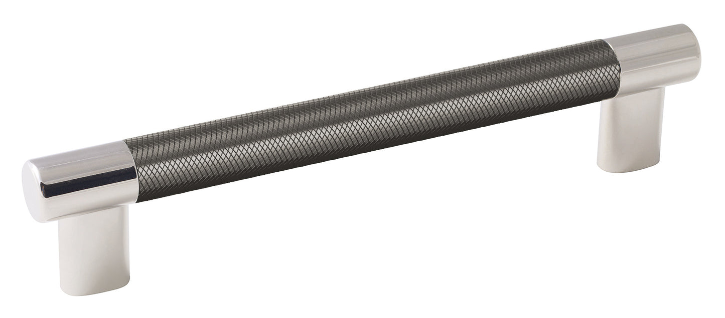 Amerock Esquire Pull - 6-5/16 inch (160mm) CTC - Polished Nickel/Gunmetal