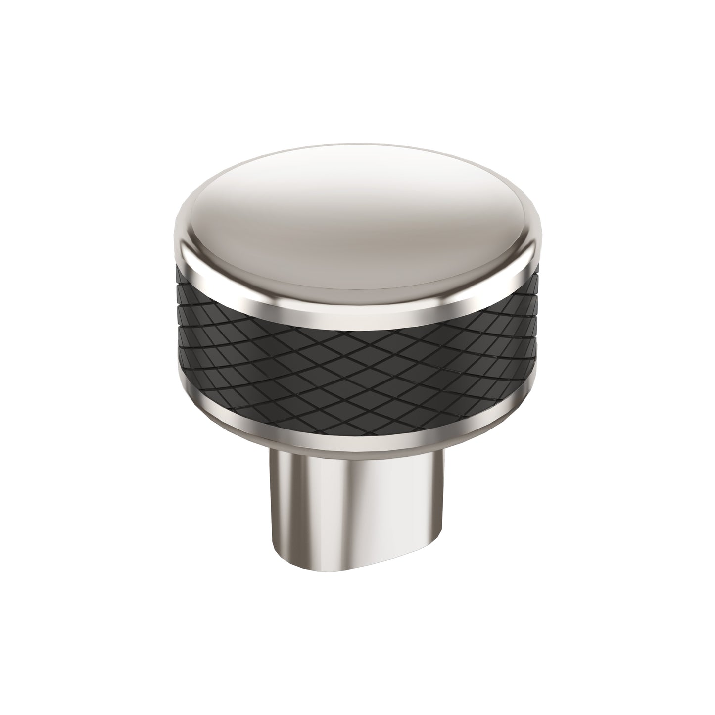 Amerock Esquire Knob - 1-1/4 inch (32mm) Diameter - Polished Nickel/Black Bronze
