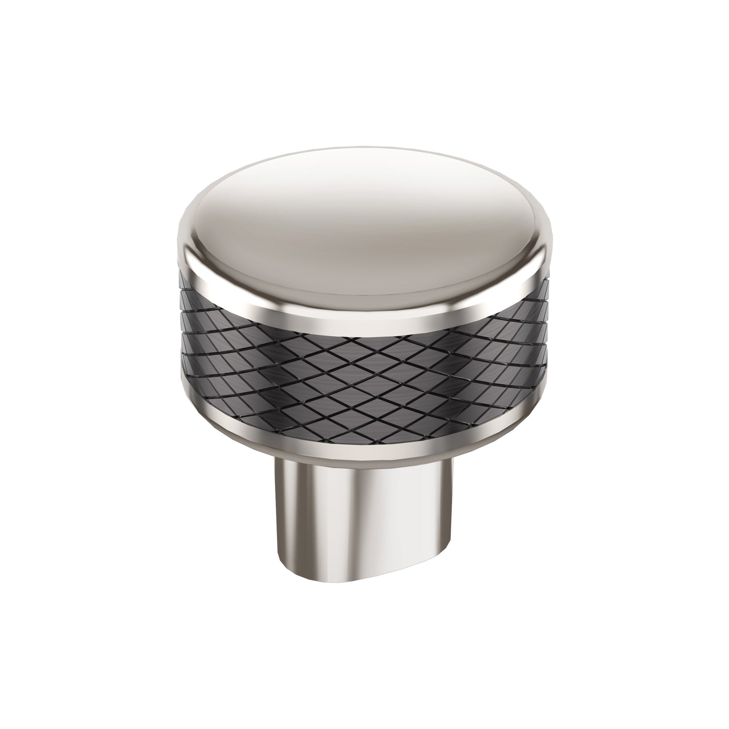 Amerock Esquire Knob - 1-1/4 inch (32mm) Diameter - Polished Nickel/Gunmetal