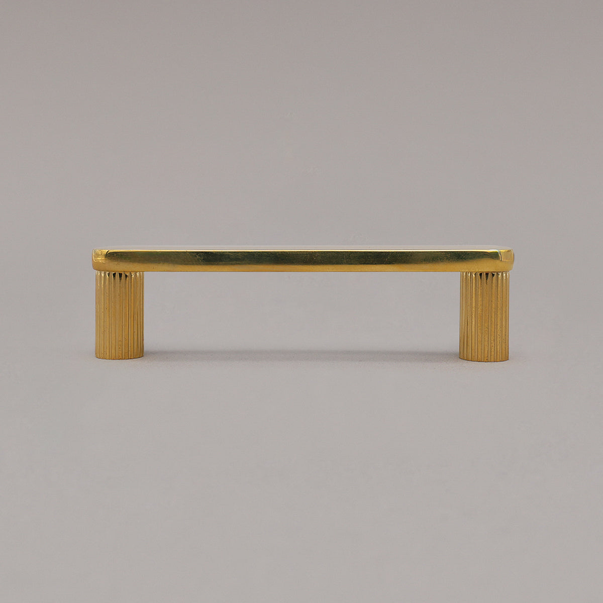 Hapny Ribbed Cabinet Pull - 8 in (203.2mm) - Unlacquered Polished Brass