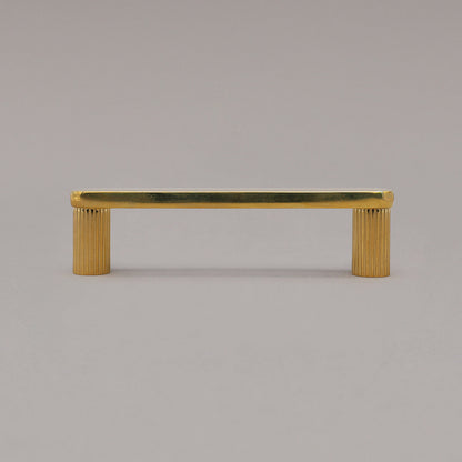 Hapny Ribbed Cabinet Pull - 8 in (203.2mm) - Unlacquered Polished Brass