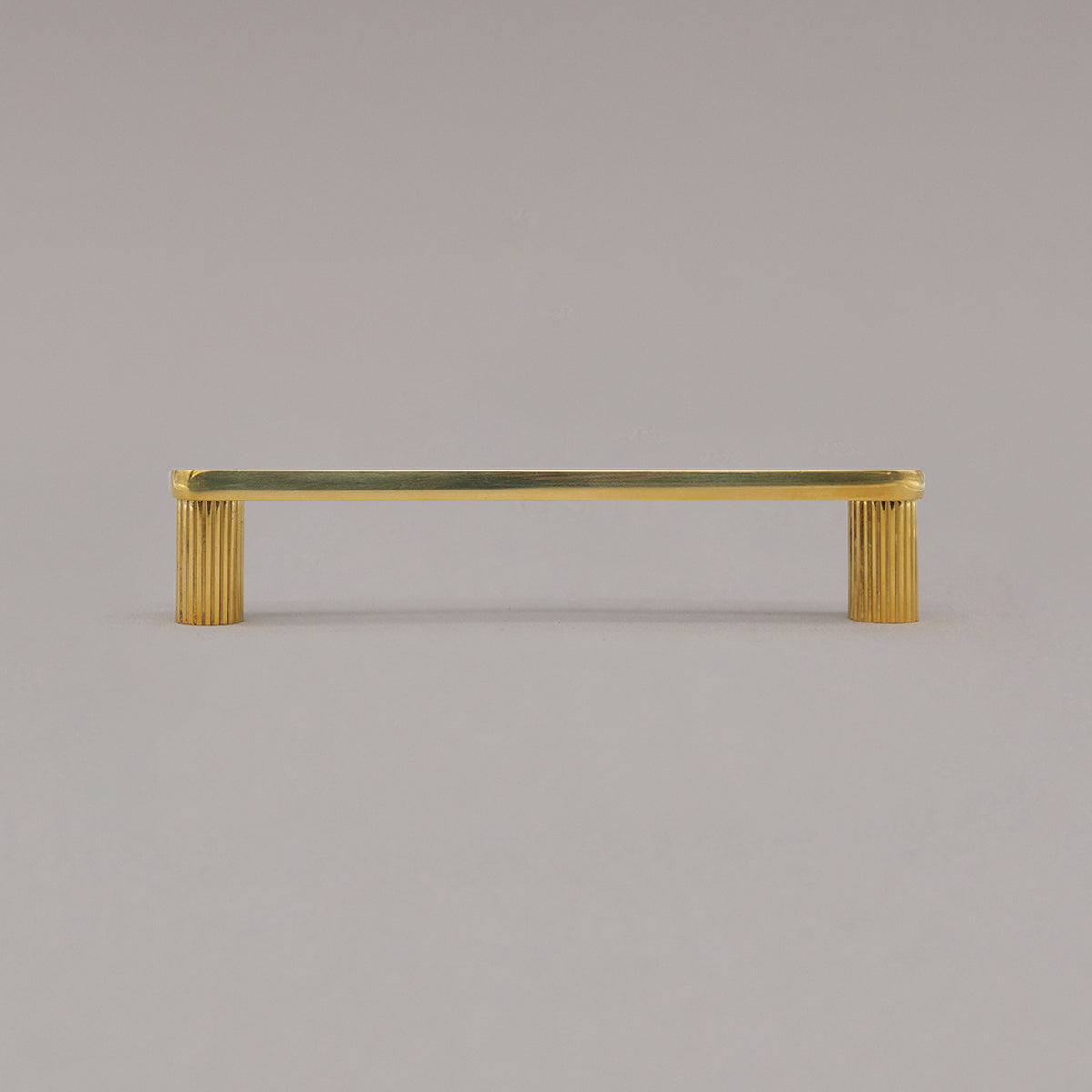 Hapny Ribbed Cabinet Pull - 5 in (127mm) - Unlacquered Polished Brass