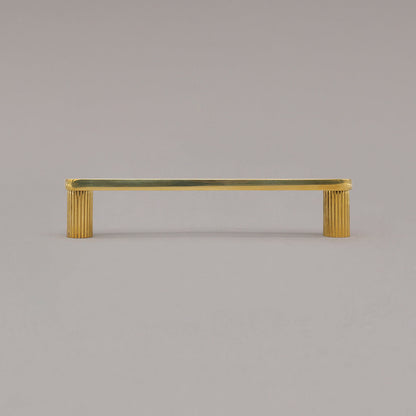 Hapny Ribbed Cabinet Pull - 5 in (127mm) - Unlacquered Polished Brass
