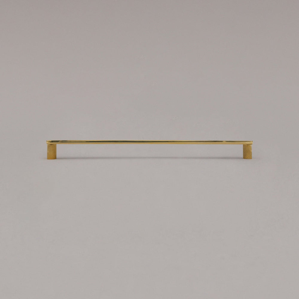 Hapny Ribbed Cabinet Pull - 12 in (304.8mm) - Unlacquered Polished Brass
