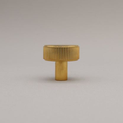 Hapny Ribbed Cabinet Knob - Unlacquered Polished Brass