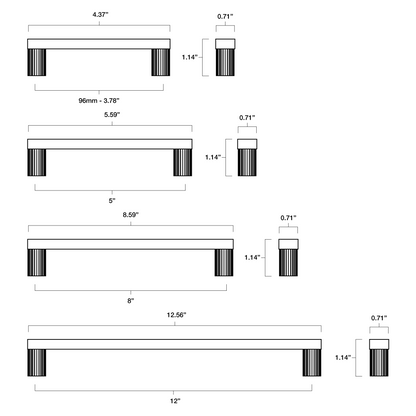 dimensions of all four ribbed pulls