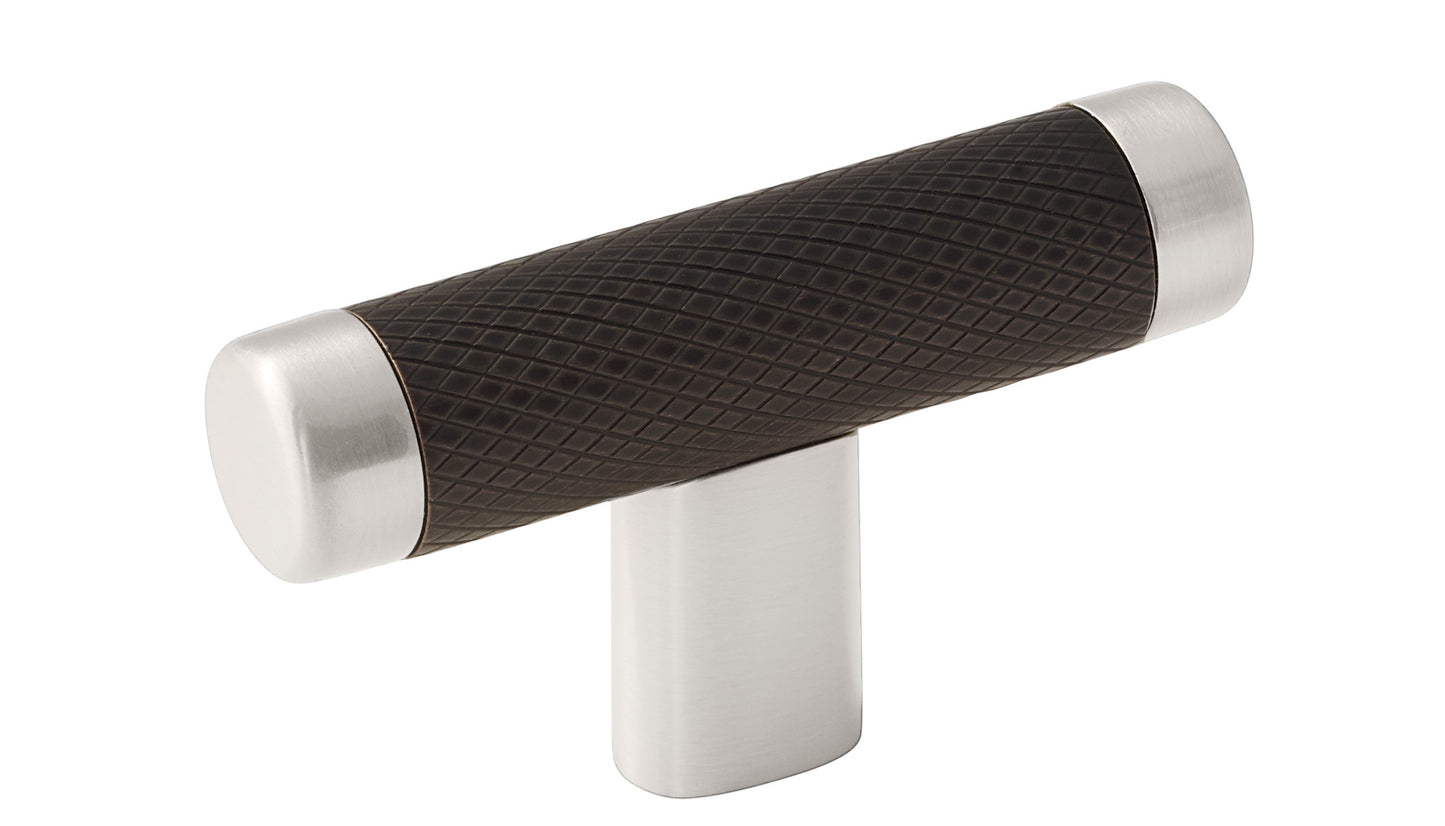 Amerock Esquire Knob - 2-5/8 inch (67mm) Length - Satin Nickel/Oil-Rubbed Bronze