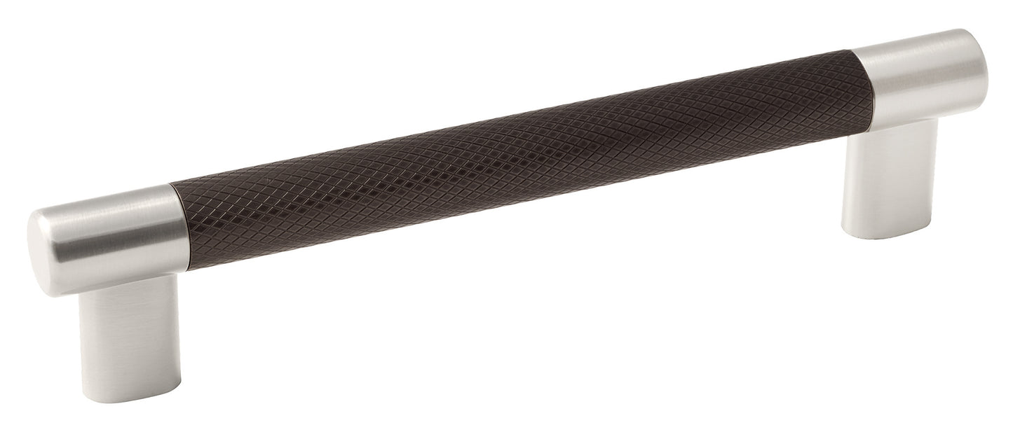Amerock Esquire Pull - 6-5/16 inch (160mm) CTC - Satin Nickel/Oil-Rubbed Bronze