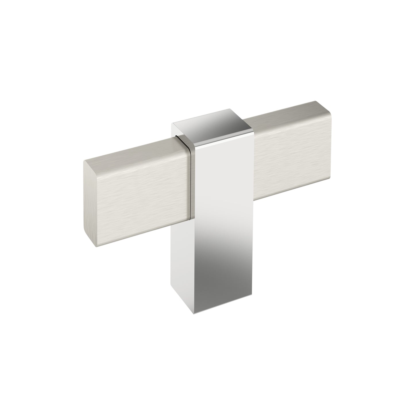 Amerock Mulino Knob - 2-3/8 inch (60mm) Length - Satin Nickel/Polished Chrome
