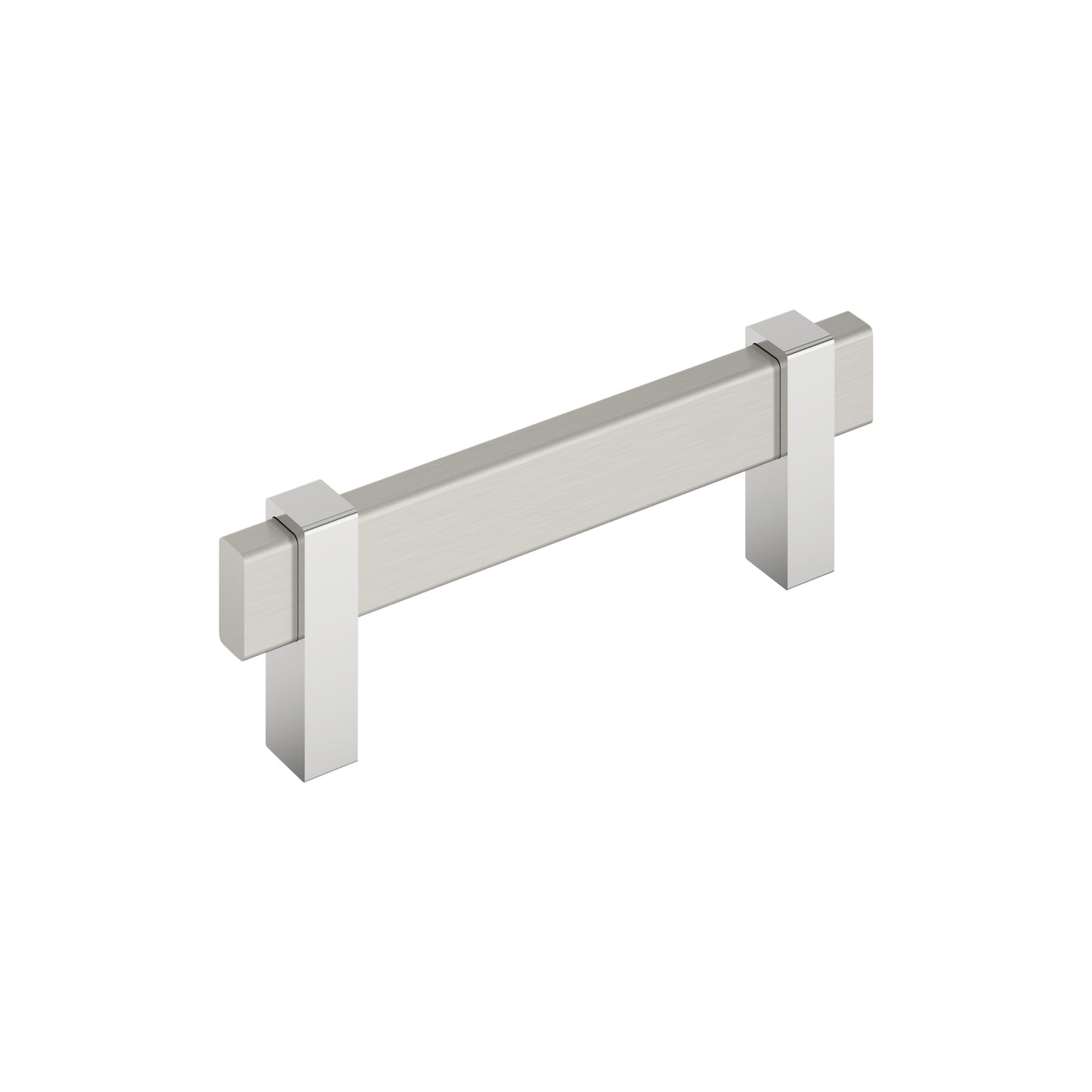 Amerock Mulino Pull - 3-3/4 inch (96mm) CTC - Satin Nickel/Polished Chrome