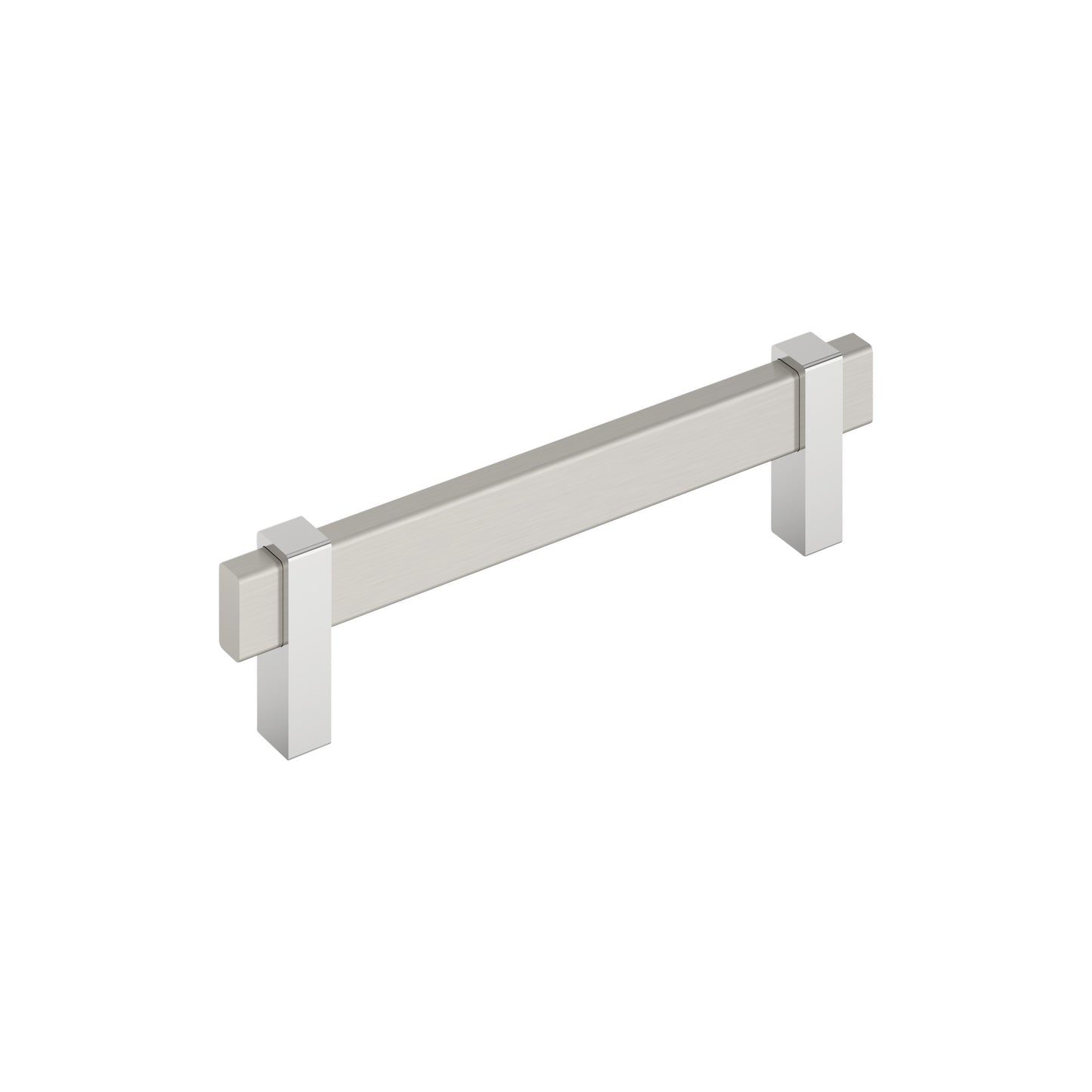 Amerock Mulino Pull - 5-1/16 inch (128mm) CTC - Satin Nickel/Polished Chrome