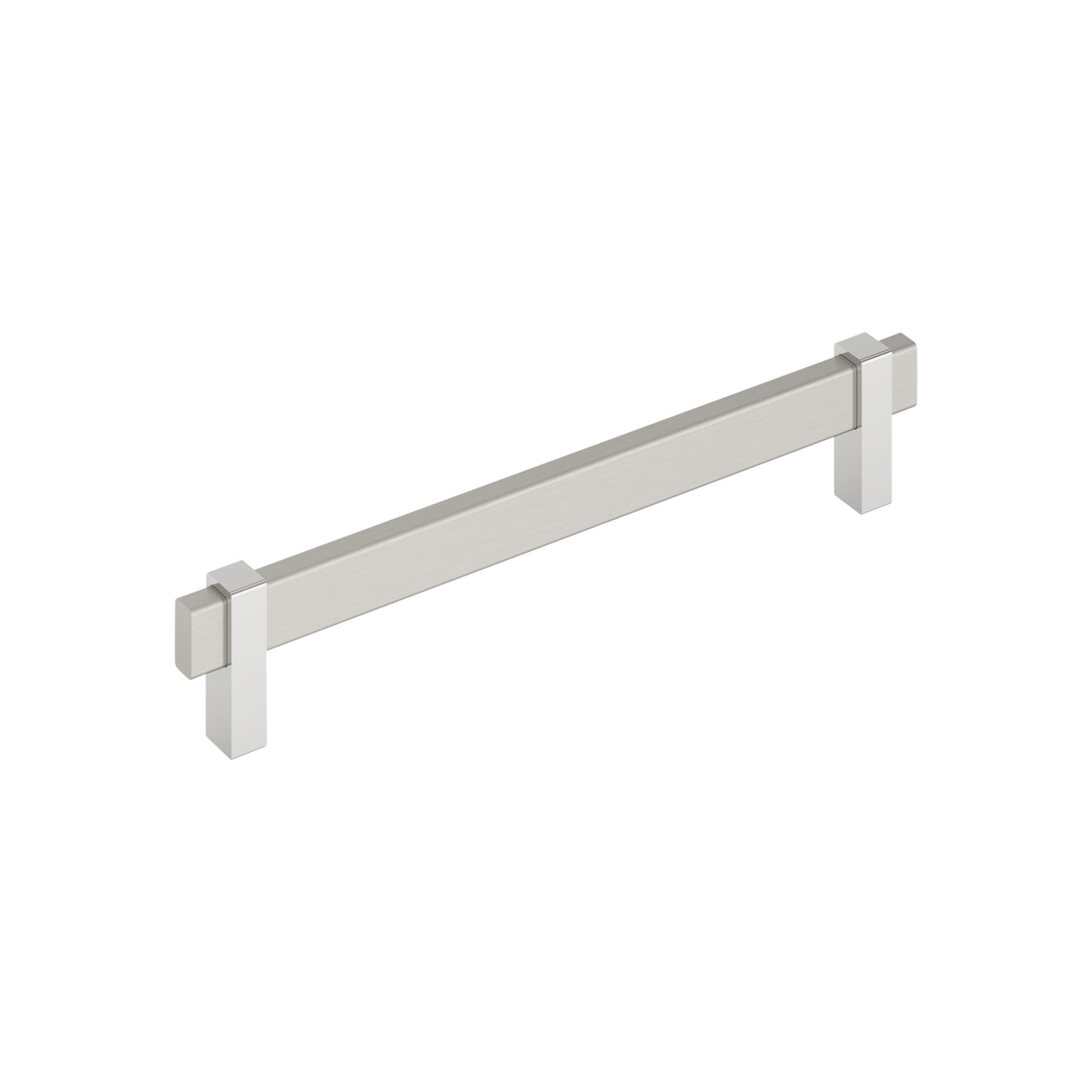 Amerock Mulino Pull - 7-9/16 inch (192mm) CTC - Satin Nickel/Polished Chrome
