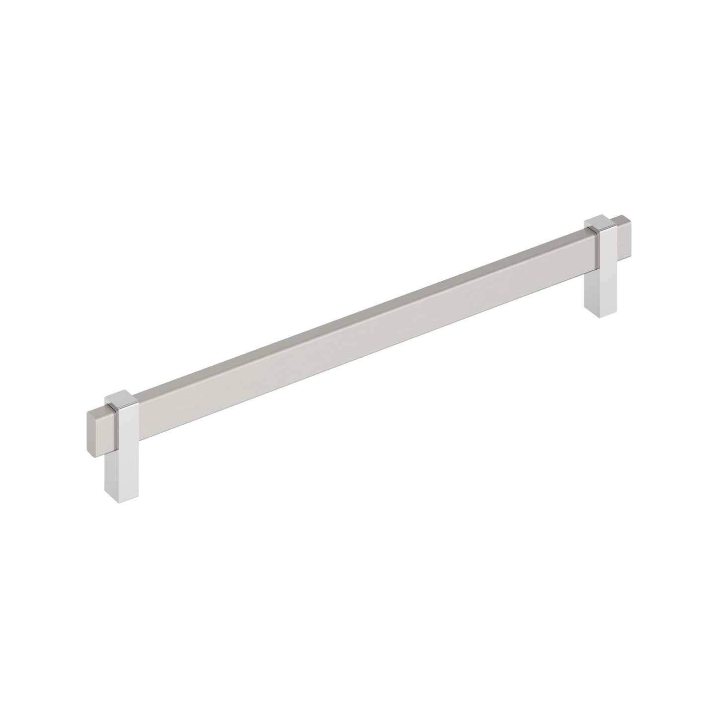 Amerock Mulino Pull - 10-1/16 inch (256mm) CTC - Satin Nickel/Polished Chrome
