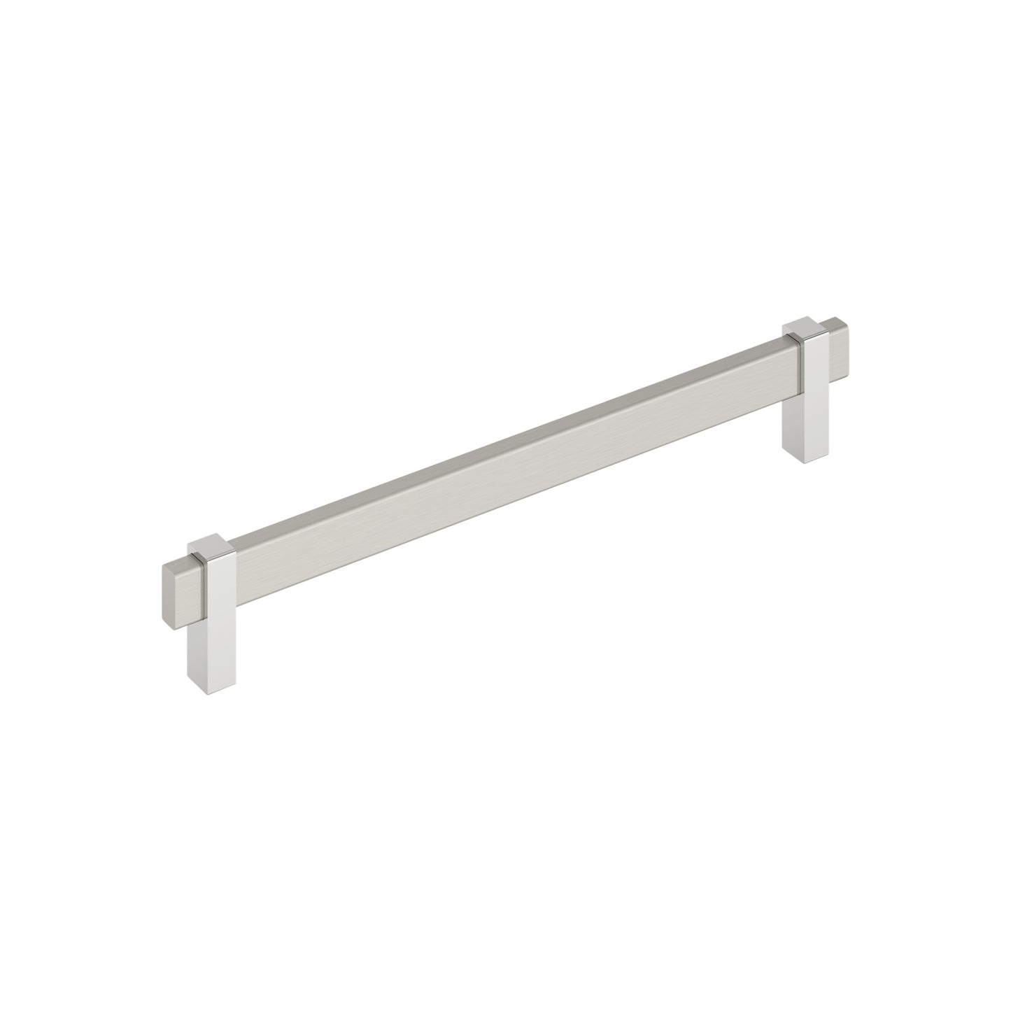 Amerock Mulino Pull - 8-13/16 inch (224mm) CTC - Satin Nickel/Polished Chrome