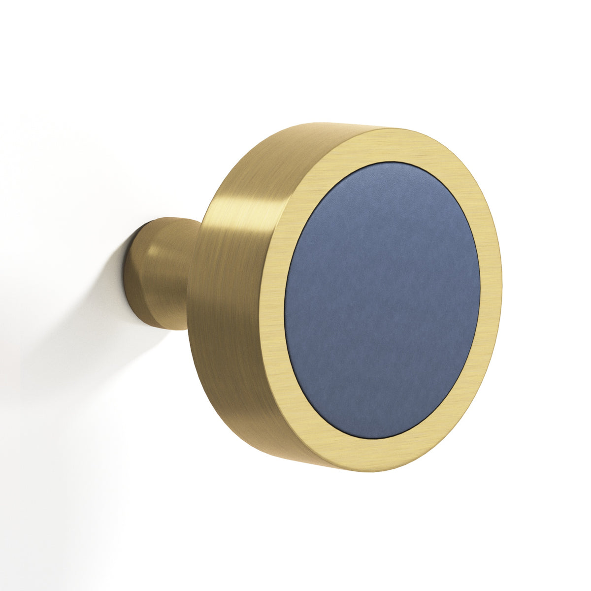 Tanner's Craft L110 leather cabinet knob in Antique Brass