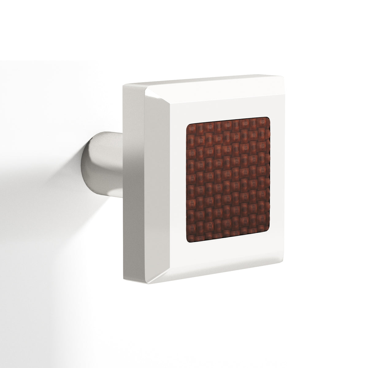 Tanner's Craft L126 leather cabinet knob in Polished Nickel