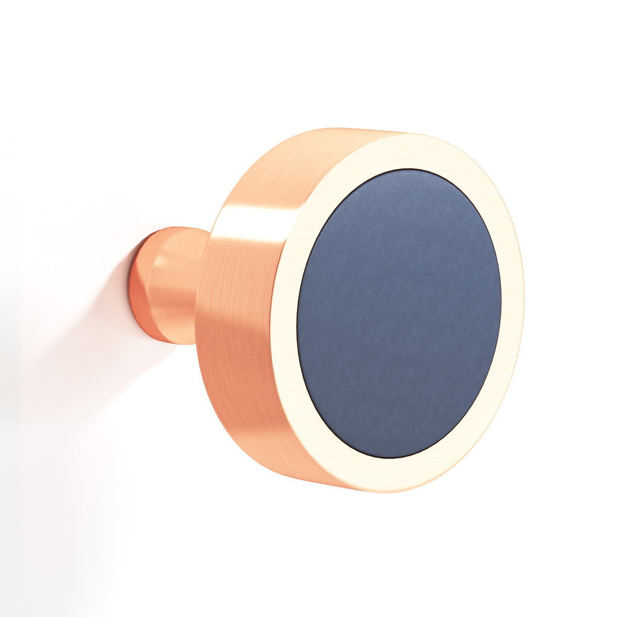 Tanner's Craft L110 leather cabinet knob in Satin Copper