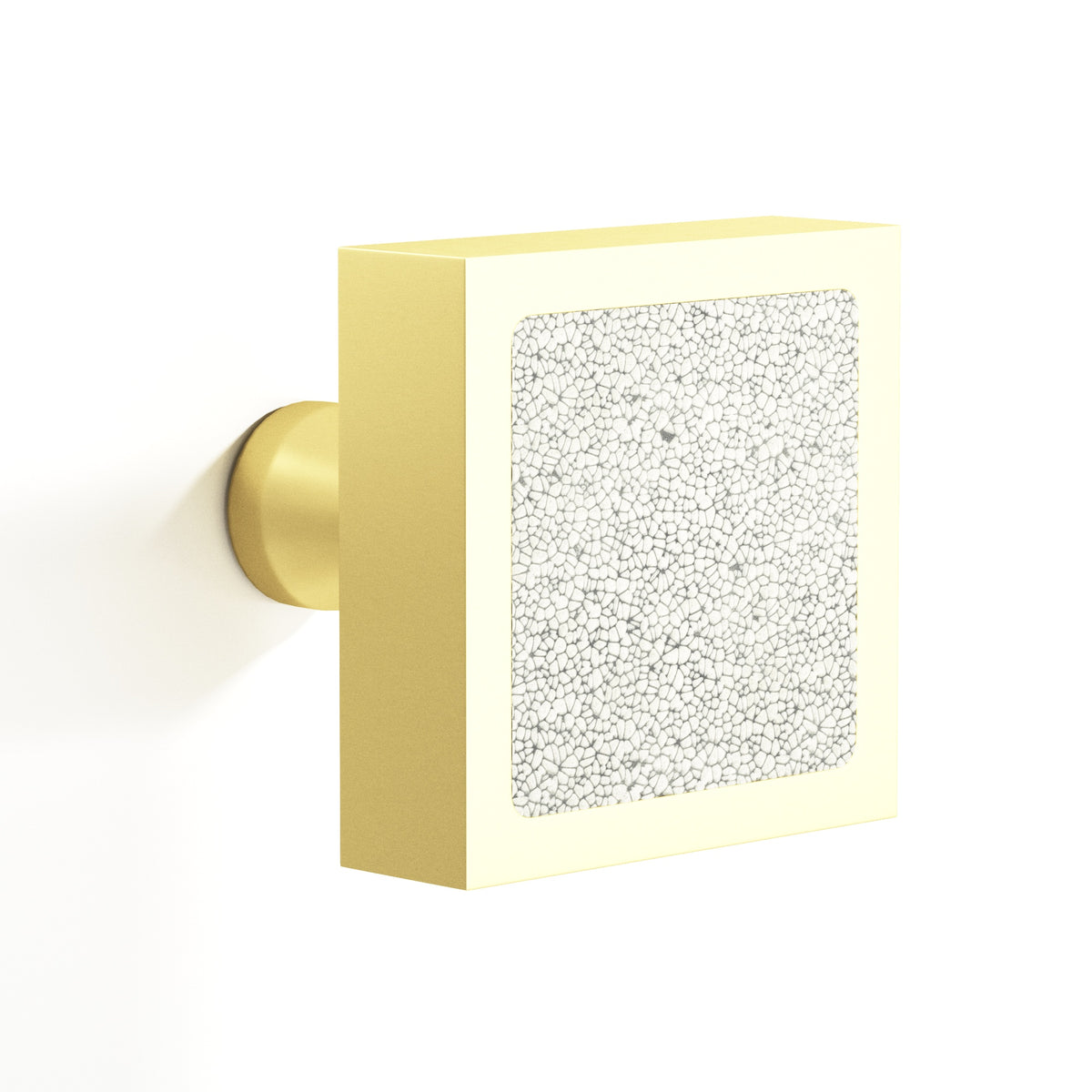 Tanner's Craft L120 leather cabinet knob in Matte Satin Brass
