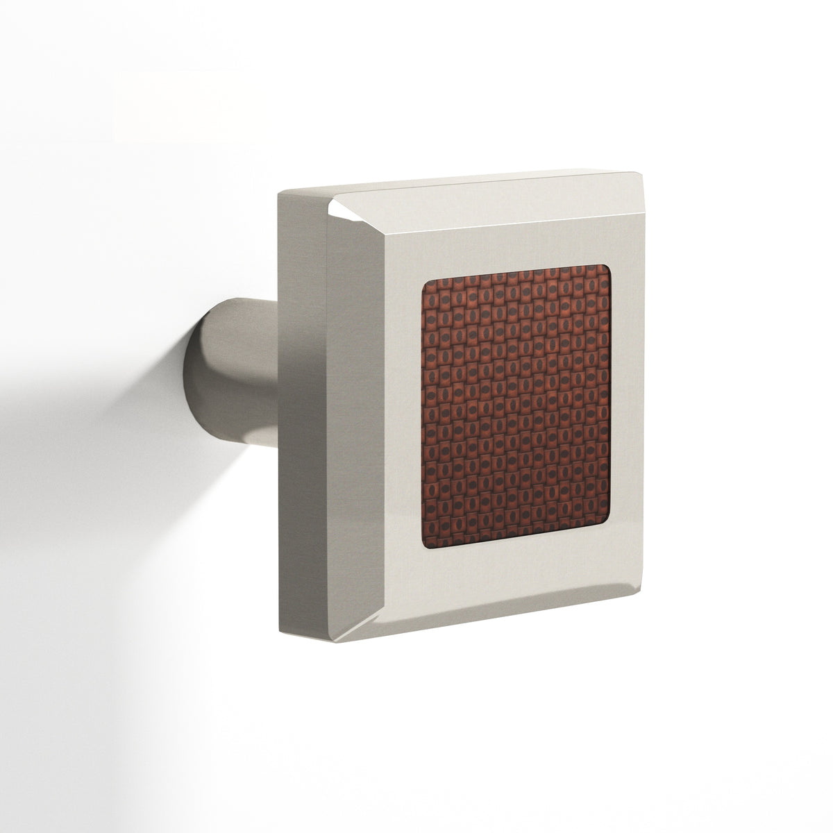 Tanner's Craft L126 leather cabinet knob in Nickel Stainless