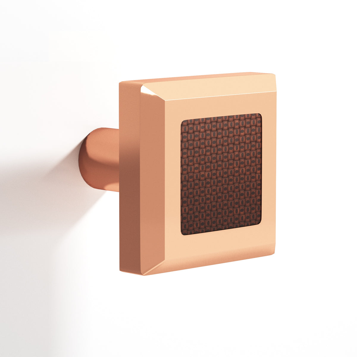 Tanner's Craft L126 leather cabinet knob in Polished Copper
