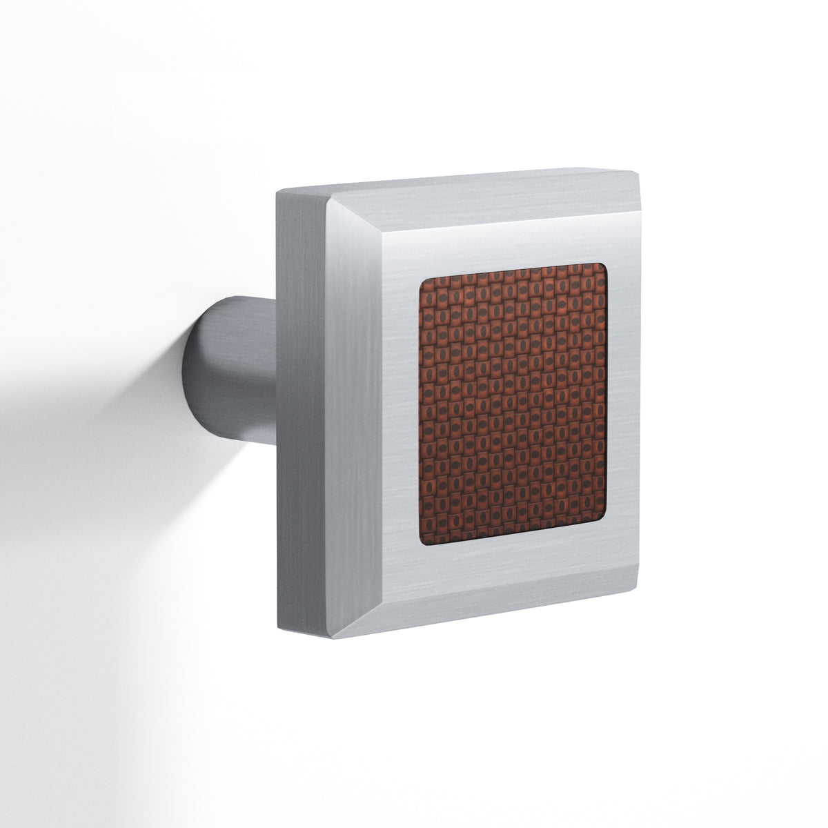 Tanner's Craft L126 leather cabinet knob in Satin Chrome